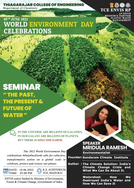 TCE ENVIS RP organizing Seminar on Account of World Environment Day 2022 celebrations